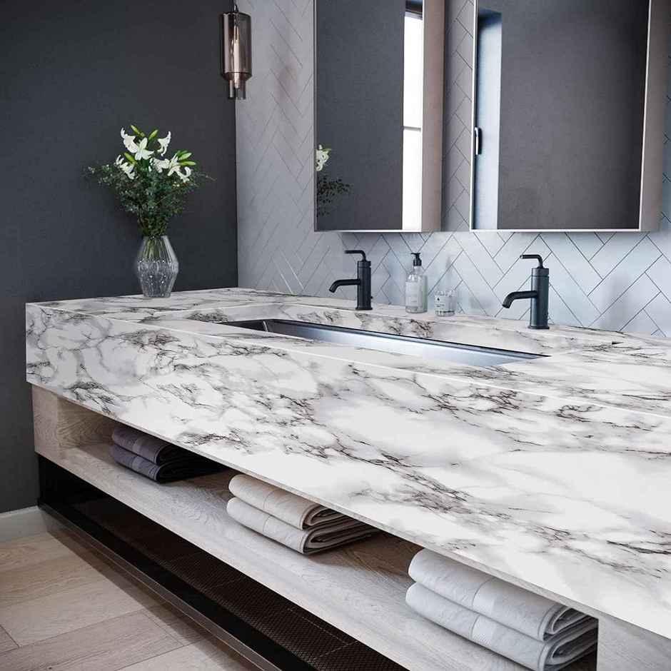 Perpetual Marble Stickers | DIY Peel & Stick Waterproof Wallpaper | 60x200Cm | White