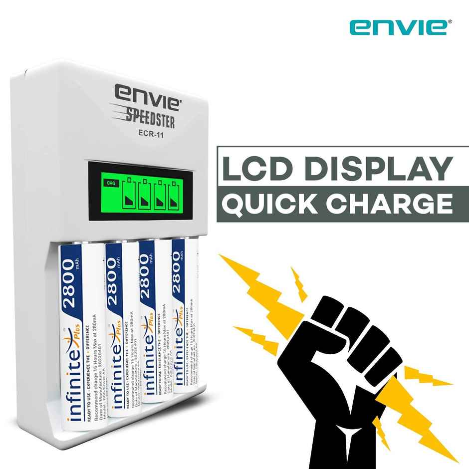 Envie Ecr11Aa28004Pl Speedster Rechargeable Batteries Charger For AA & AAA With 4 x 2800 mAh Battery