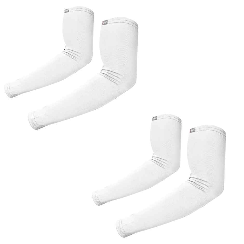 Autofy Pro-Fit 240 Gsm Unisex Arm Sleeves Uv Protection All Weather Use | Pack Of 2 / 4 Pcs | White