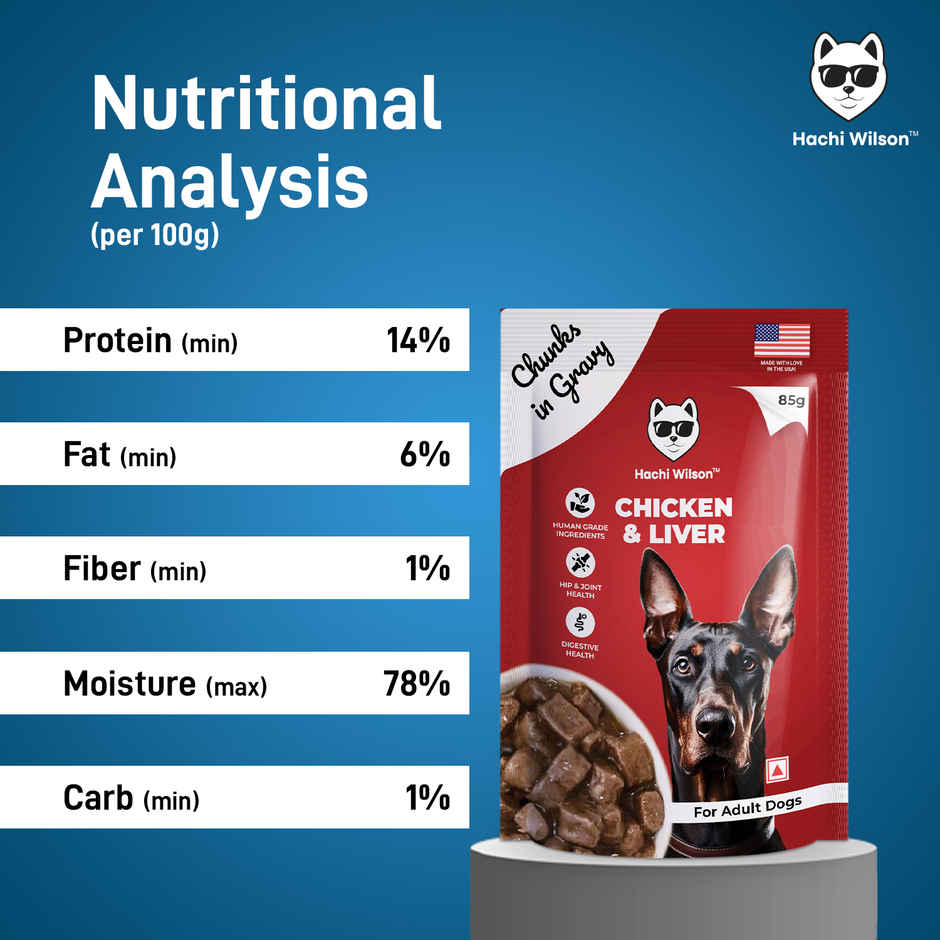 Hachi Wilson Premium Chicken & Liver chucks in gravy