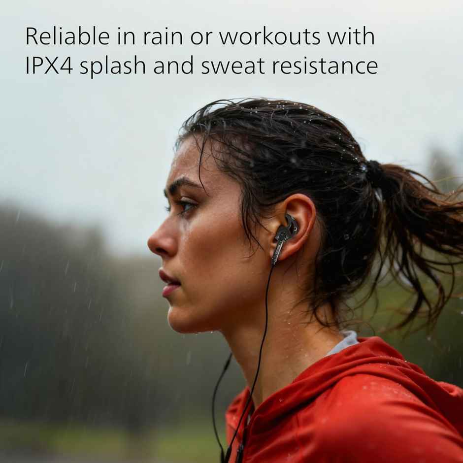 Philips TAA1009BK Sports Wired Earphones | 12 mm Drivers | In-Line Mic | IPX4 | Secure Fit | Black