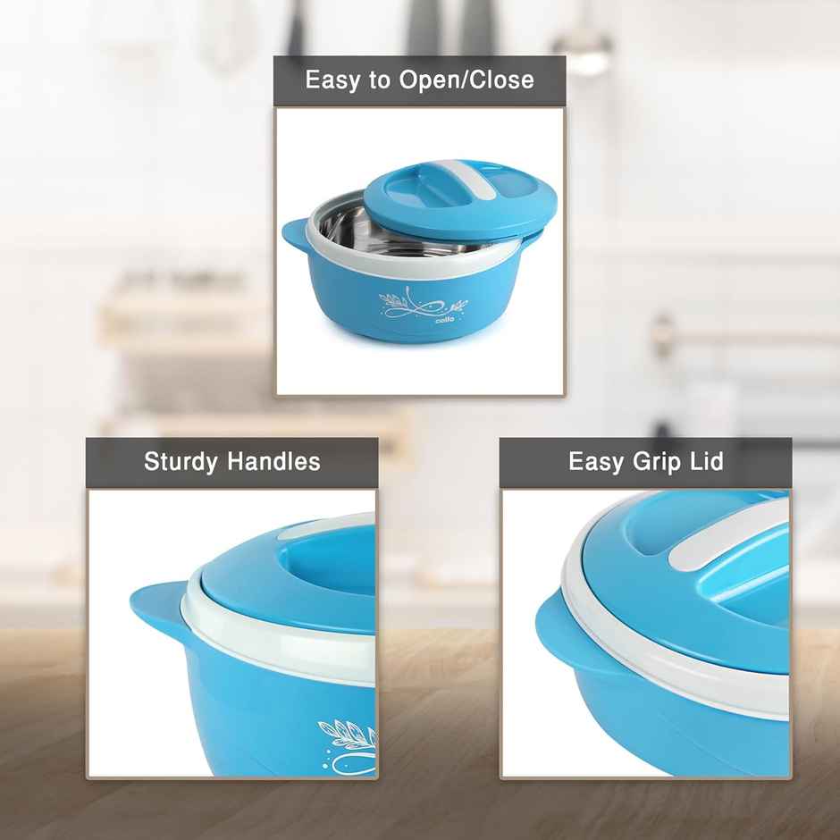 Cello Sapphire Insulated Inner Steel Casserole for Roti, 1500ml, Blue