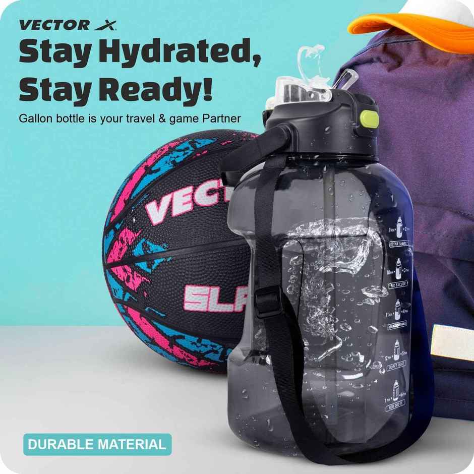 Vector X Gallon With Carry Handle Large 3 Ltr Water Jug Bpa-Free Unbreakable Freezer Safe (Black)