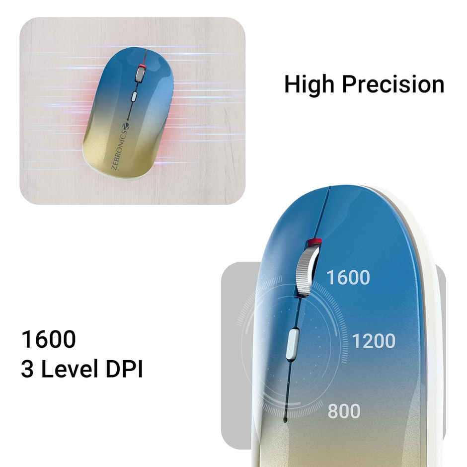 Zebronics Poise Rechargeable Wireless Mouse | Gradient Blue