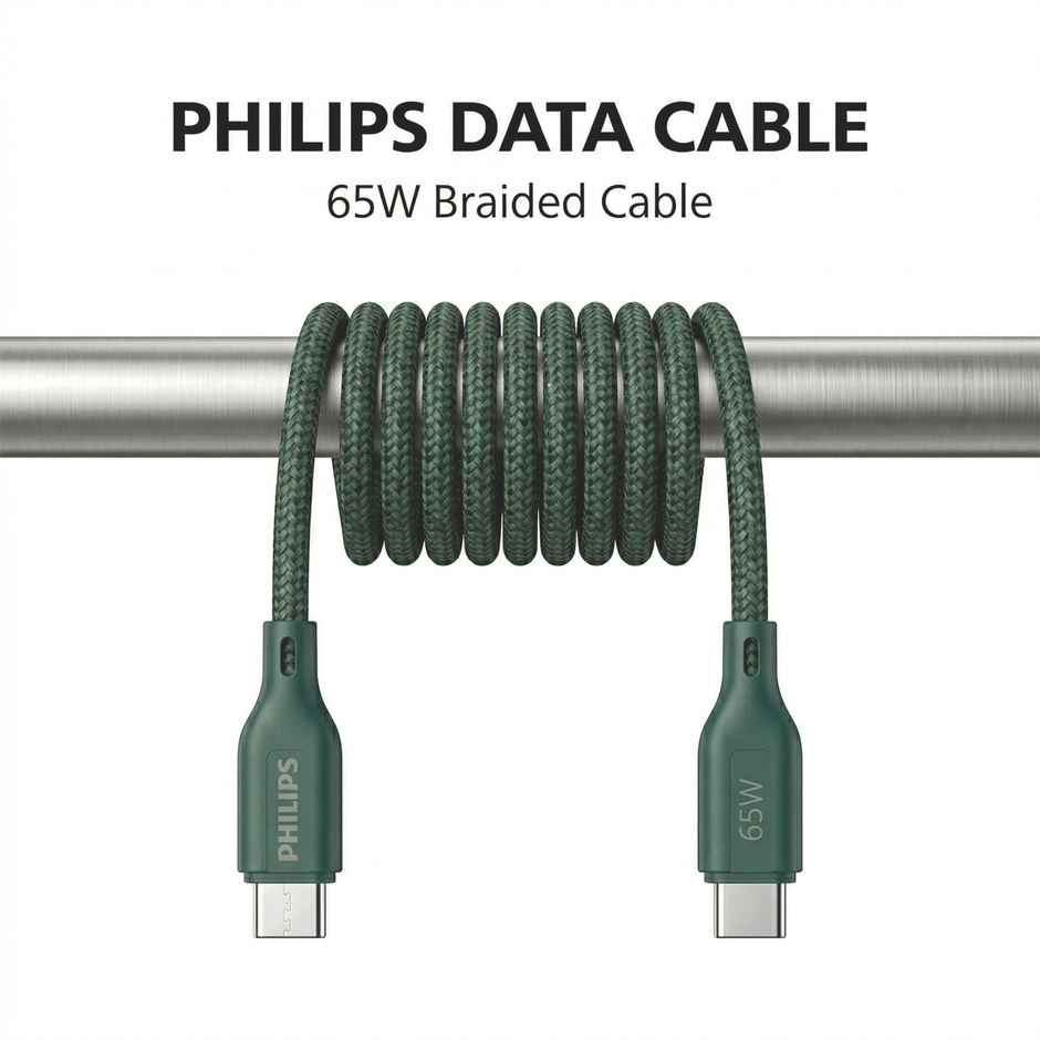 Philips DLC4130CT/94 65W USB Type-C to Type-C Fast Charging Cable | Nylon Braided | 1m