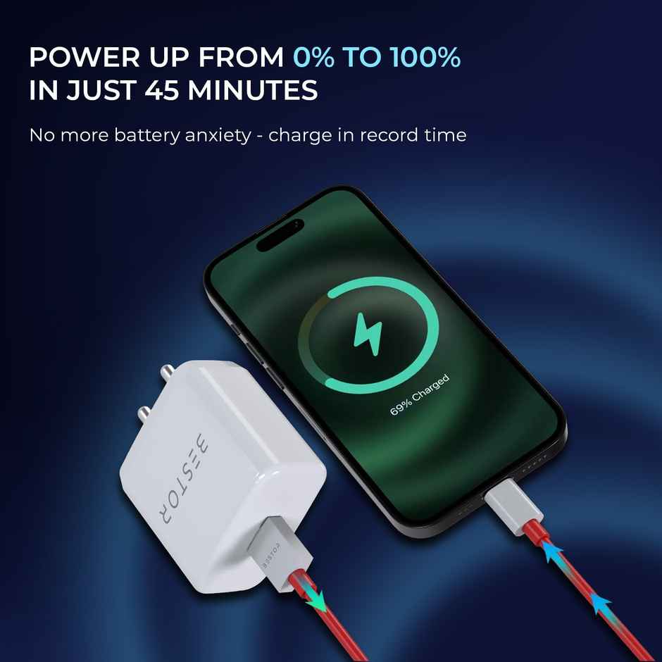 Bestor 100W SuperVOOC Fast Charger with Type-C Cable High-Speed Charging for All Devices