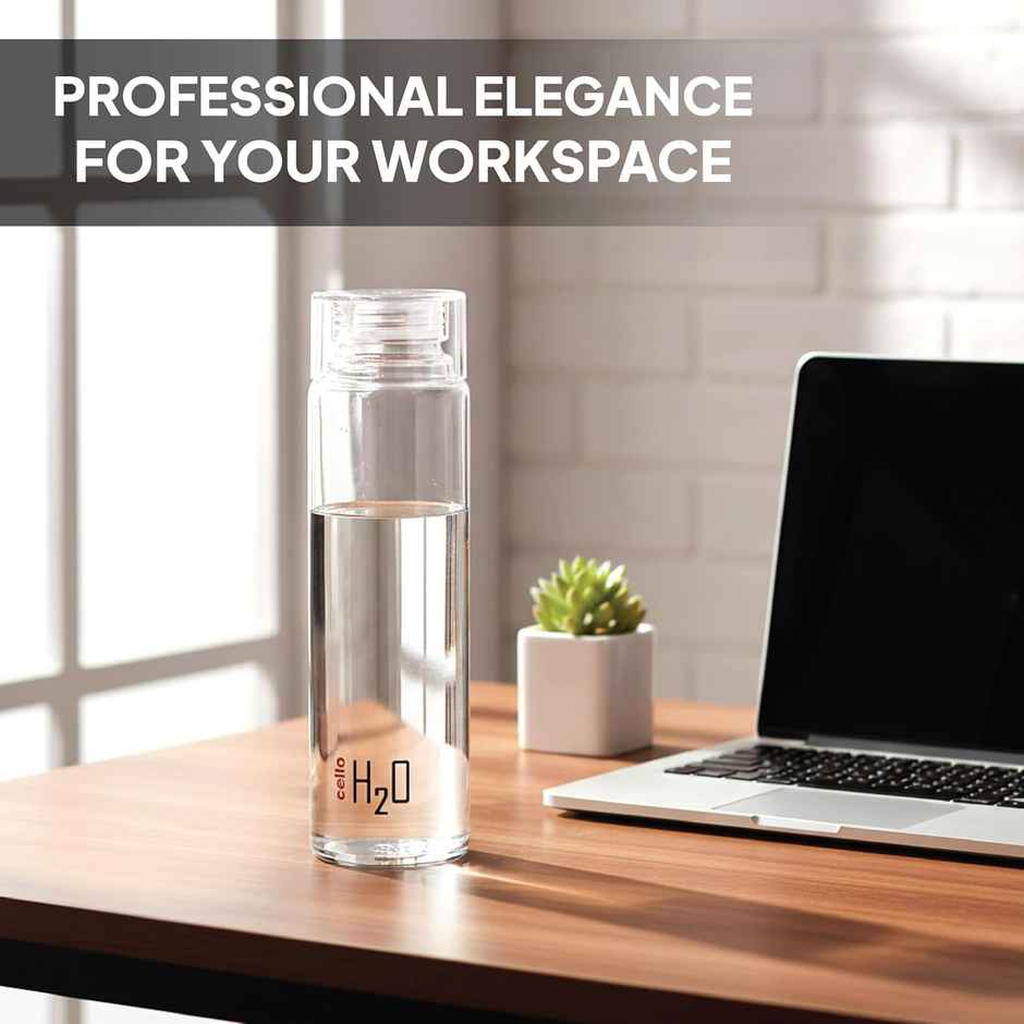Cello Glass H2O Fridge Water Bottle with Plastic Cap | Clear