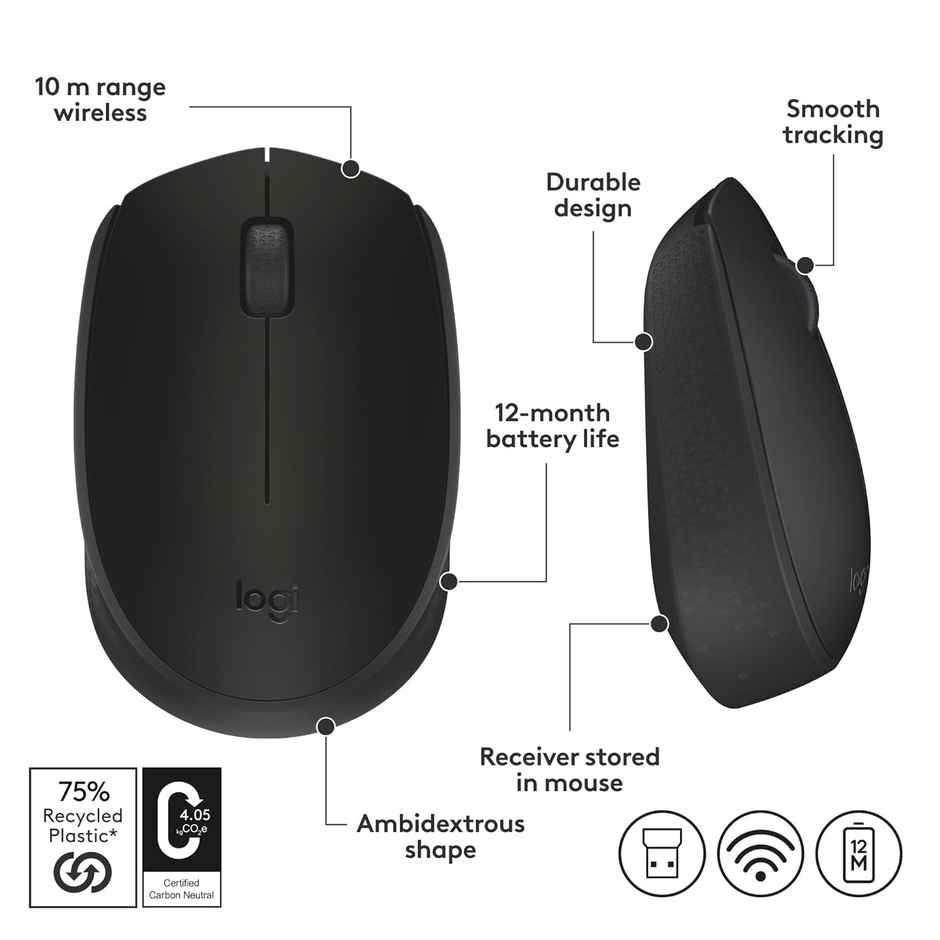 Logitech B170 Wireless Mouse-Black