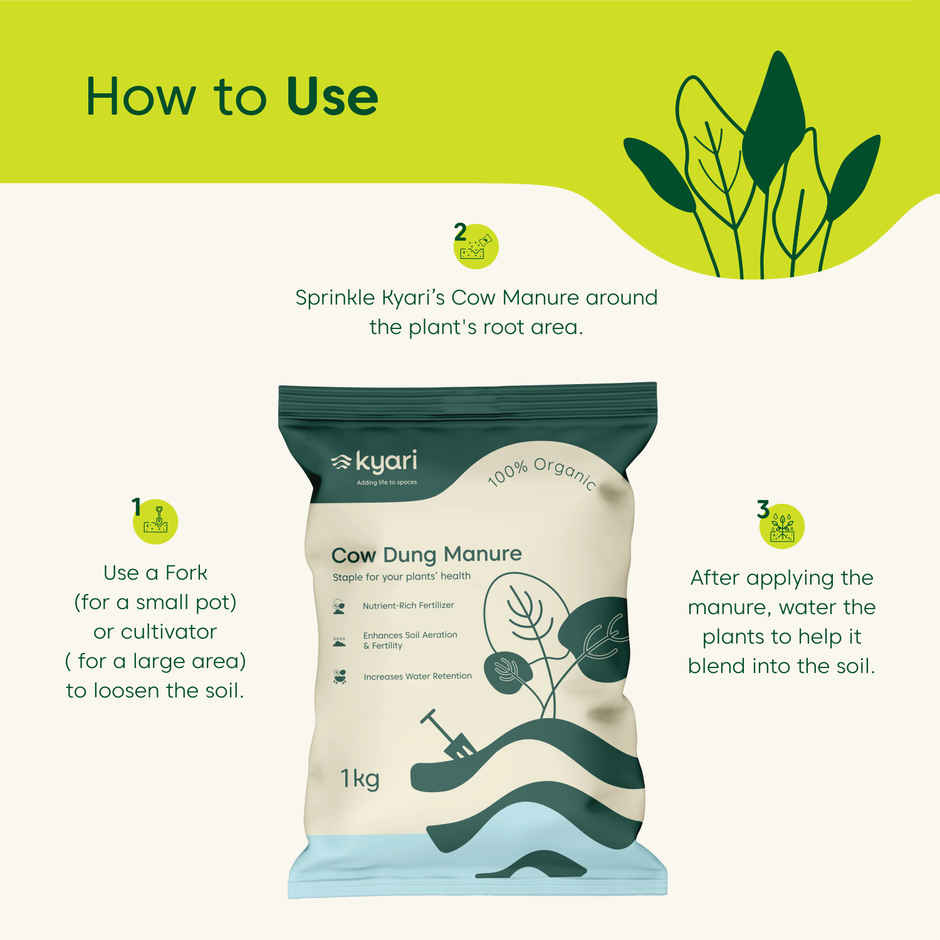 Kyari Cow Dung Manure & Fertilizer for All Types of Plants | Home Gardening 1 kg