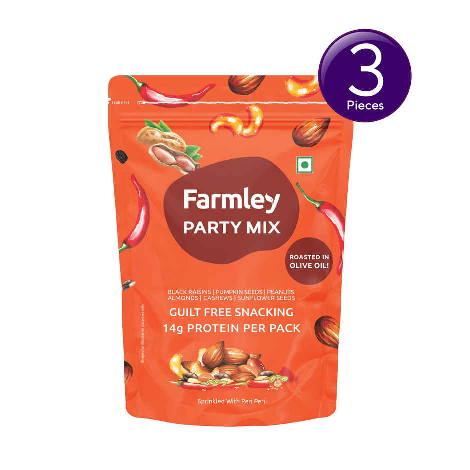 Farmley Party Mix Snacks Mix Dry Fruits - Almonds, Cashew, Peanuts, Sunflower Seeds & More Combo  