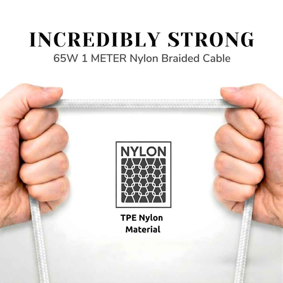 Philips DLC4130CW/94 65W USB Type-C to Type-C Fast Charging Cable | Nylon Braided | 1m