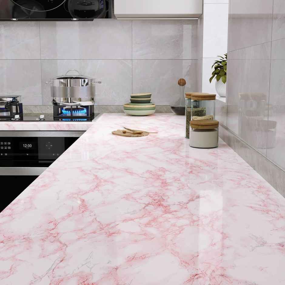 Perpetual Marble Stickers | DIY Peel & Stick Waterproof Wallpaper | 60 x 200Cm | Pink