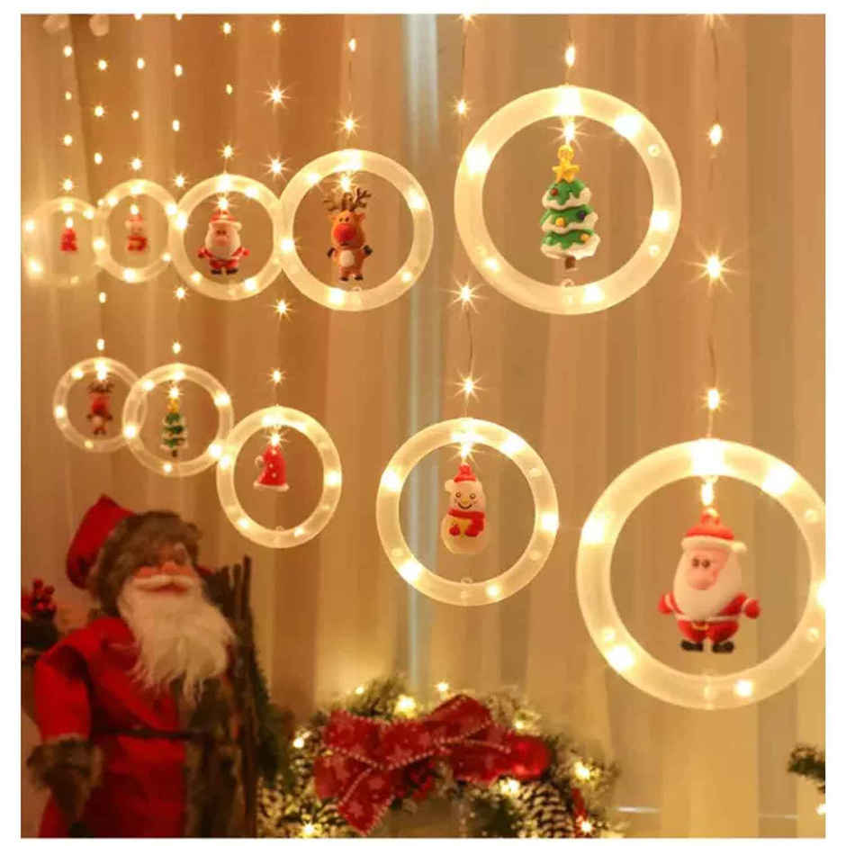 Quace Ring Santa Curtain Light