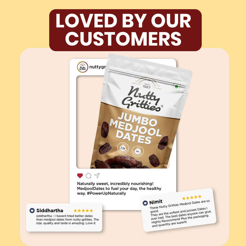 Nutty Gritties Jumbo Medjool Dates | High Fibre | Rich Caramel Taste