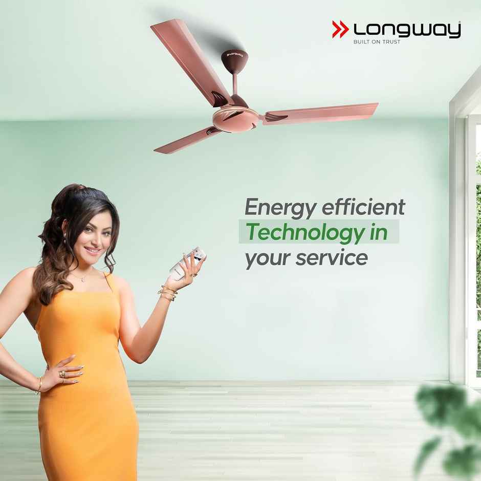 Longway Creta P1 Ceiling Fan,1200mm/48 inch, Remote Controlled,Anti-Dust,Star Rated, Rusty Brown
