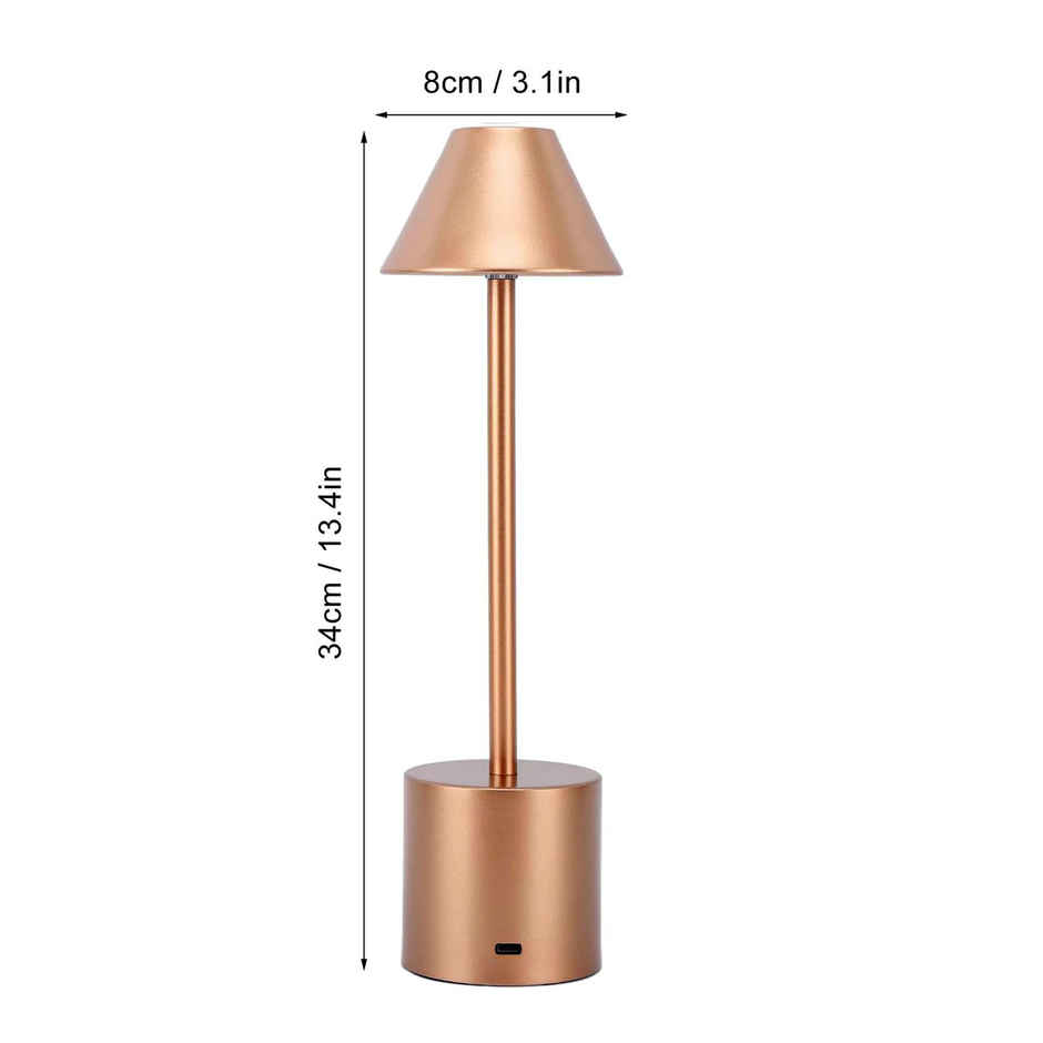 HOMESAKE Metal Cone Table Lamp | Portable Dimmable | Touch Control | Wireless Charging | Rose Gold