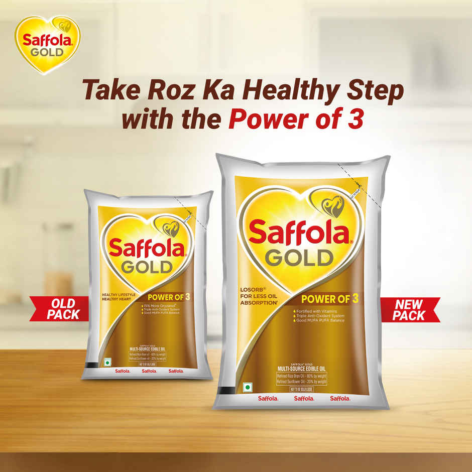 Saffola Gold Oil, Power of 3, Pouch