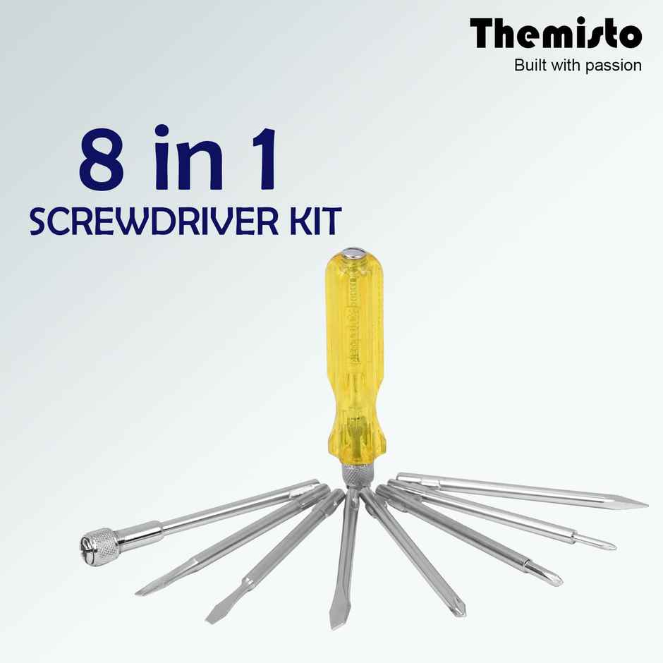 Th-T08 Screwdriver Set | PH-0 | PH-1 | 4 mm Flat | 5 mm Flat | Round Poker Bar | Multicolour