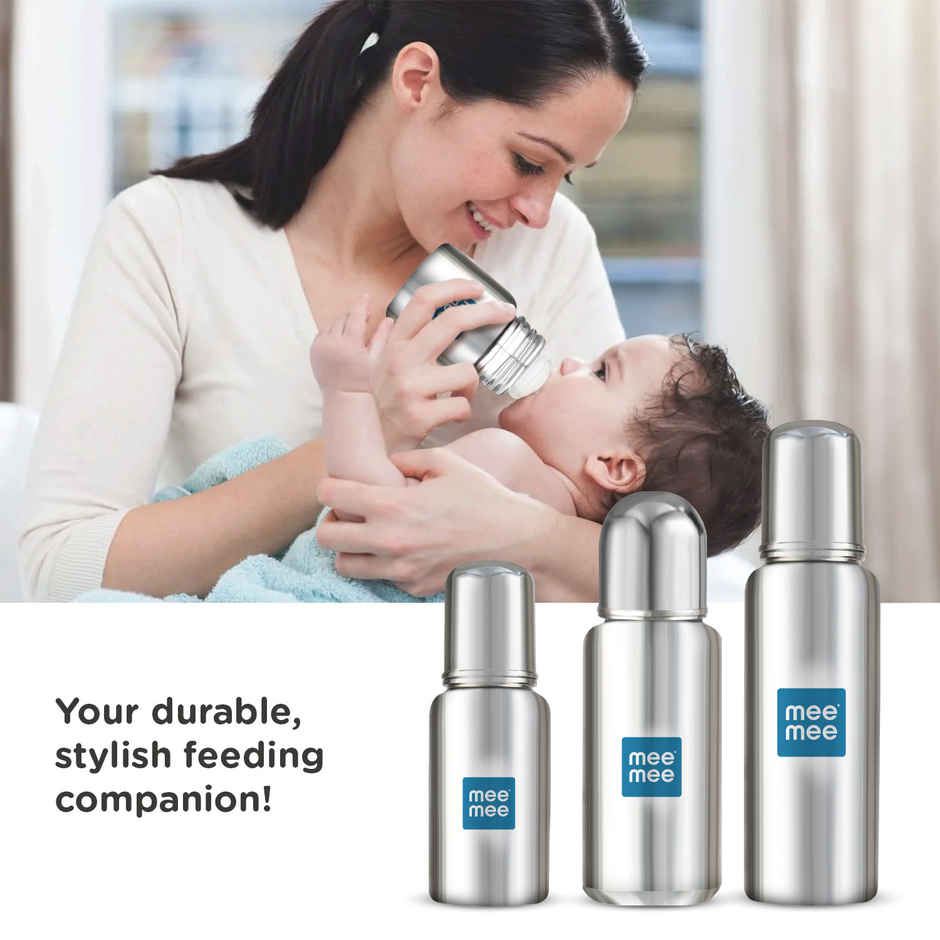 Mee Mee Premium Steel Feeding Bottle Silver
