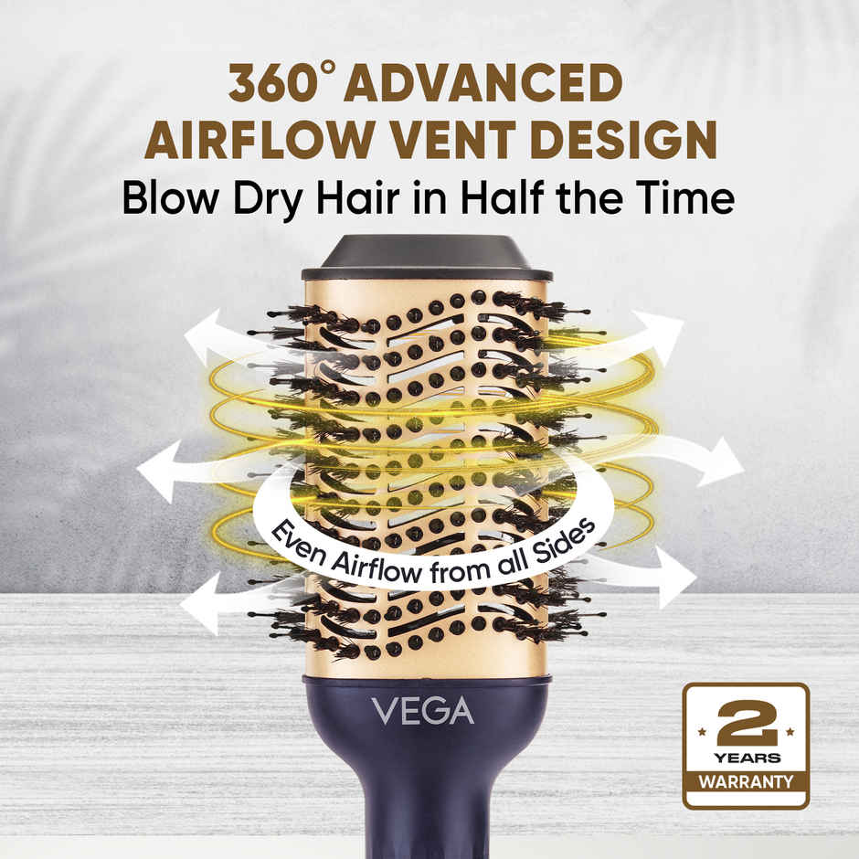 Vega Pro Volumizer Hair Blow Dryer Brush with 3 Heat/2 Speed Settings, (1200W, VHSD-02)