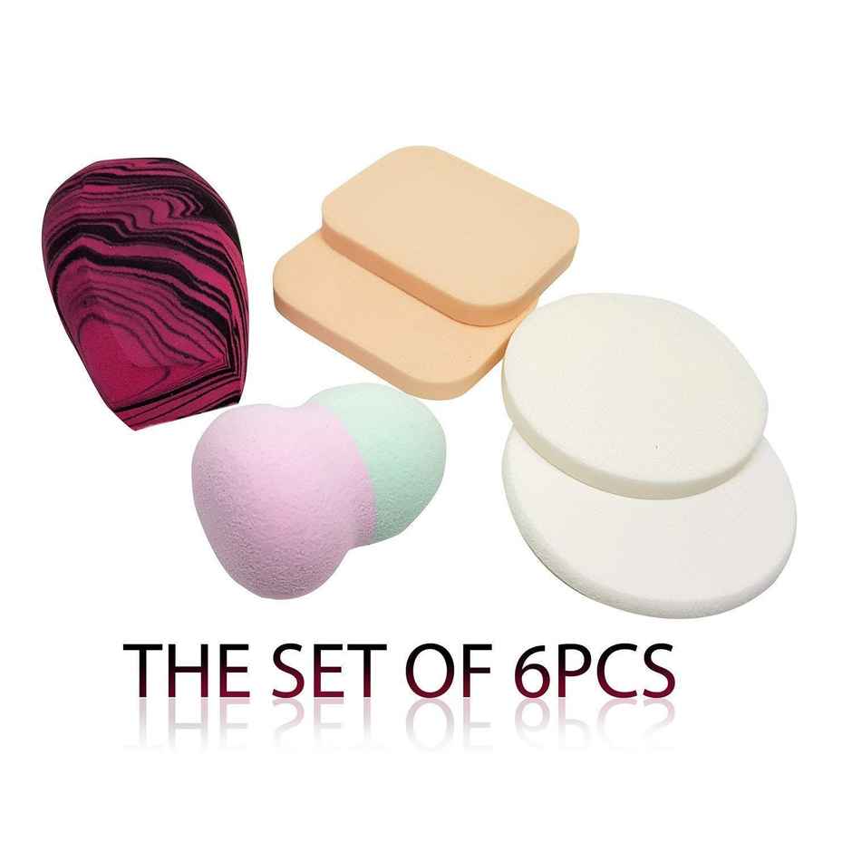 Bronson Professional 6 In 1 Makeup Blender Sponge Set And Puff Set | Color And Shape May Vary