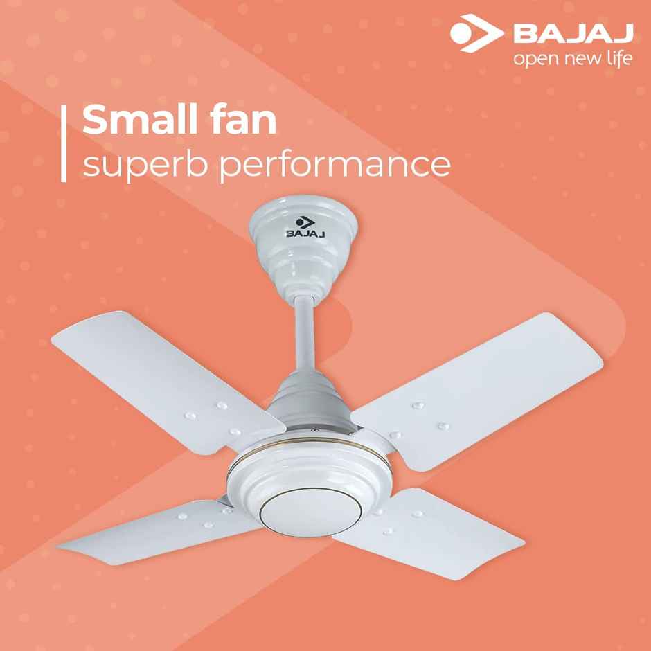 Bajaj Maxima Ceiling Fan, 600mm,High Speed,Double Ball Bearing,Quick-start High Torque Motor, White