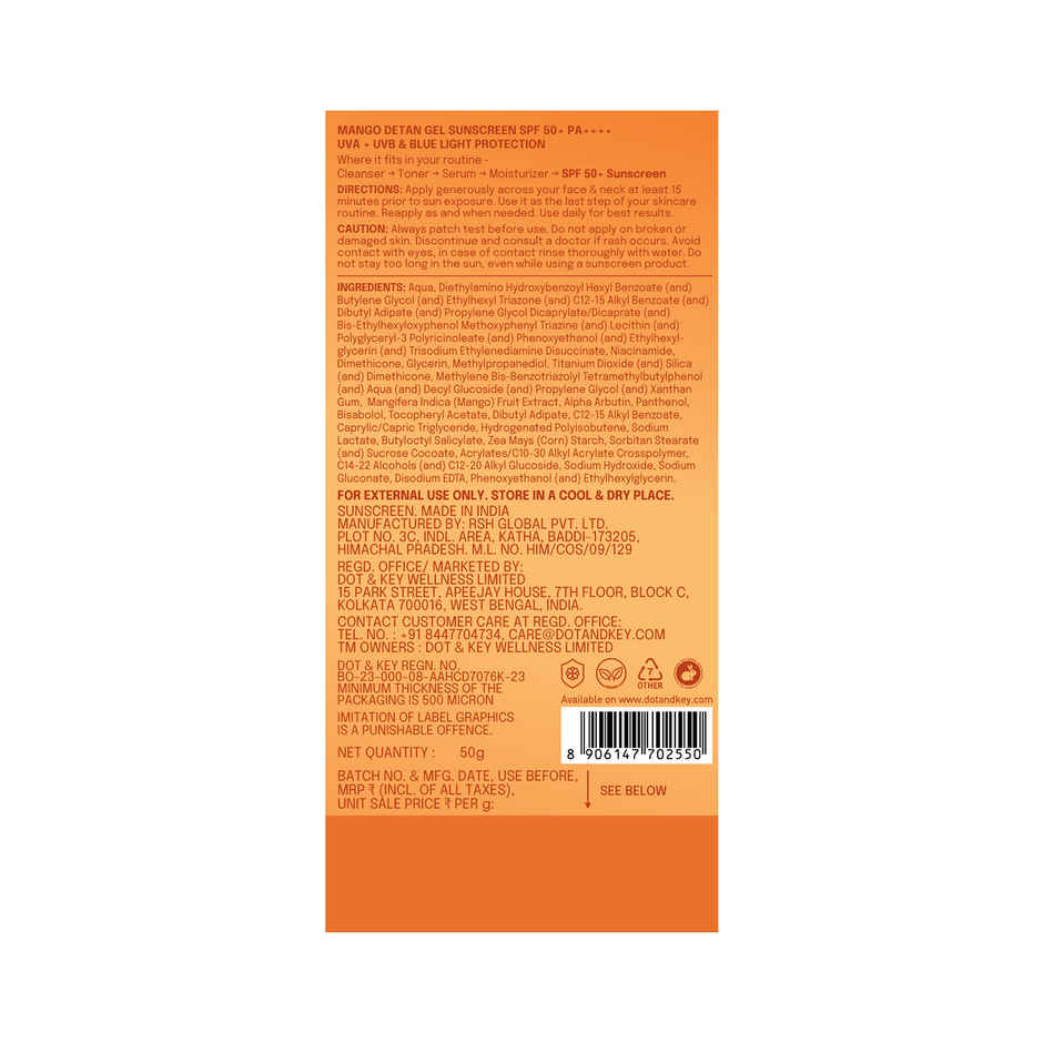 Dot & Key Mango DETAN Gel Sunscreen SPF 50+ PA+++
