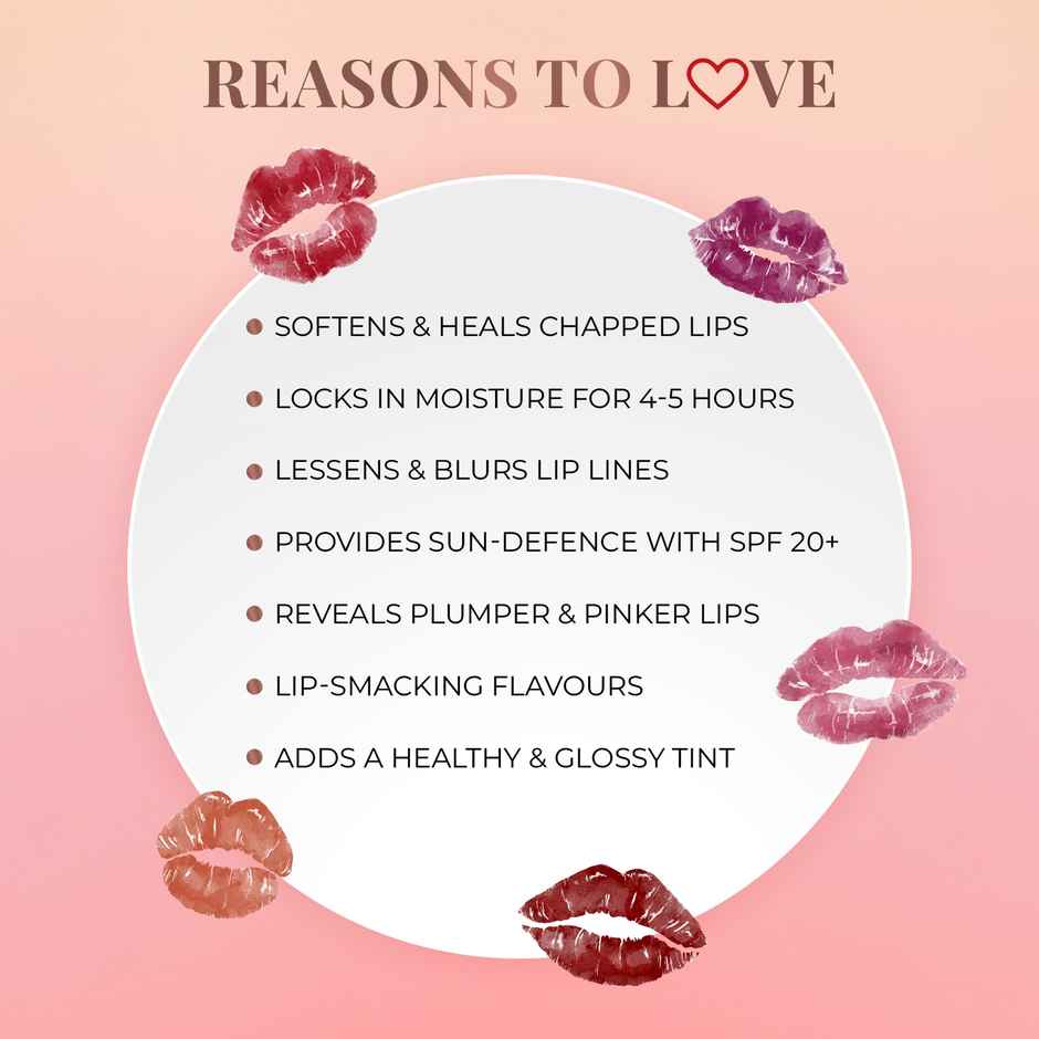 Just Herbs Tinted Lip Balm SPF 20+ For Dry And Chapped Lips For Women And Men- Cherry
