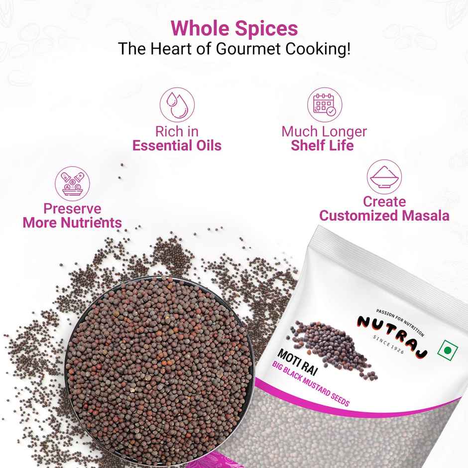 Nutraj Classic Moti Rai (Big Black Mustard Seeds) - Pouch
