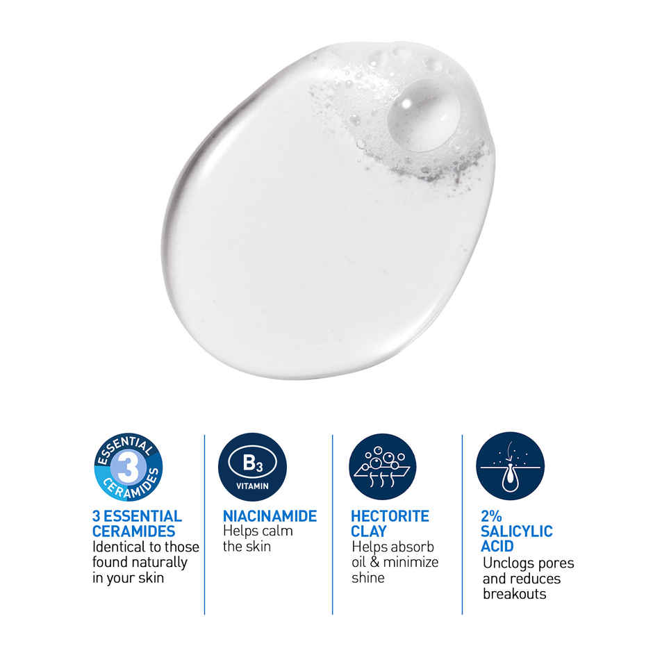 CeraVe Blemish Control Cleanser Face Wash With 2% Salicylic Acid & Niacinamide For Acne-Prone Skin
