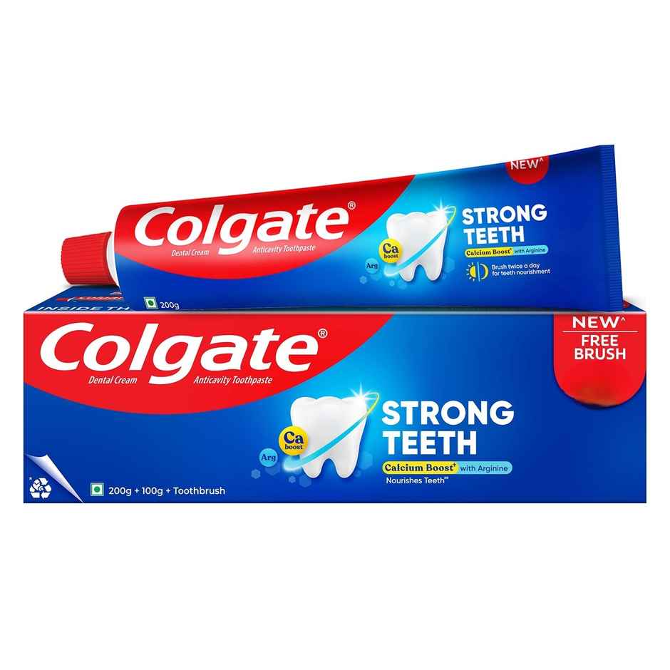 Colgate Strong Teeth Anticavity Toothpaste (With Free Toothbrush) Combo