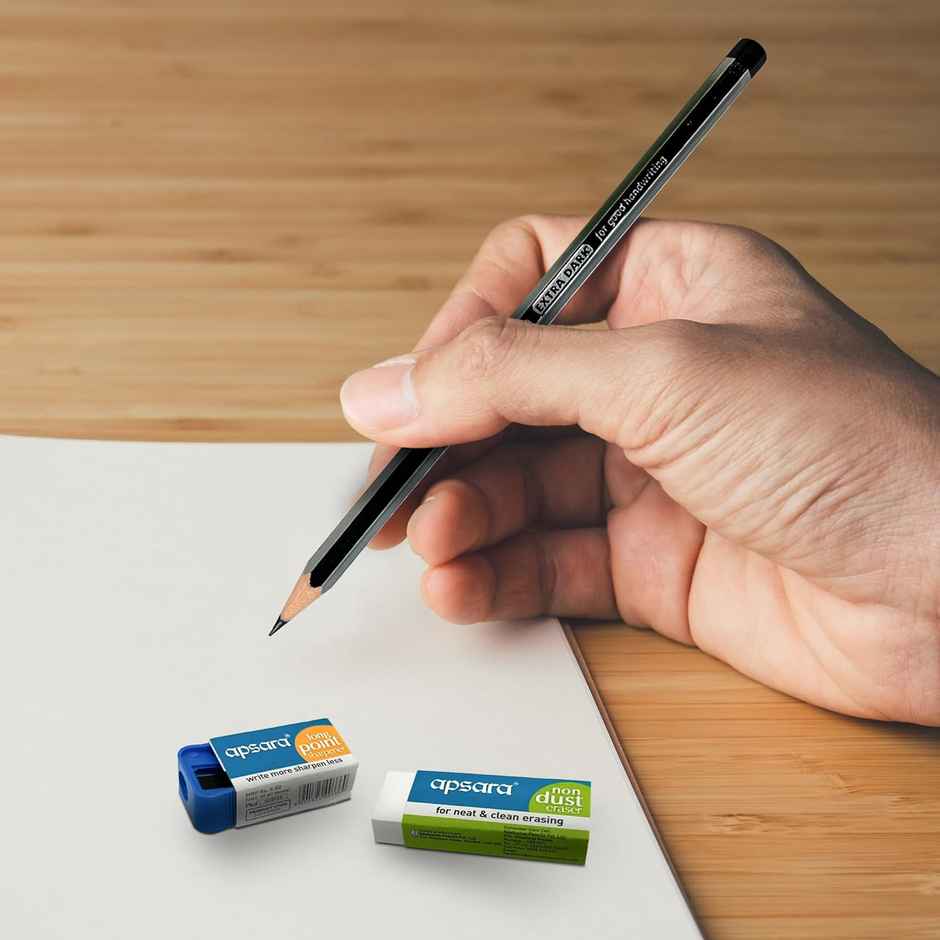 Apsara Platinum kit ( 2 Apsara Platinum Pencils, 1 Long Point Sharpener, 1 Non-Dust Eraser,1 Scale)