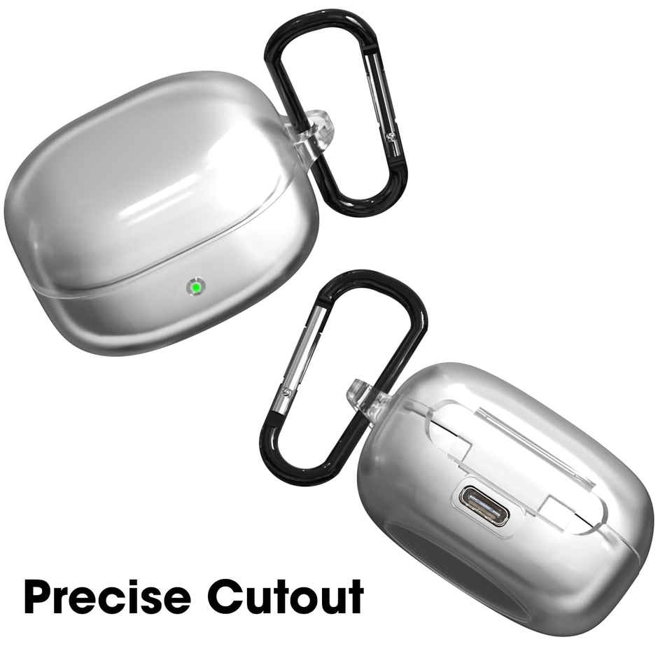 Sounce Silicone Case Cover for Samsung Galaxy Buds 2 | Anti-Dust with Carabiner | Transparent