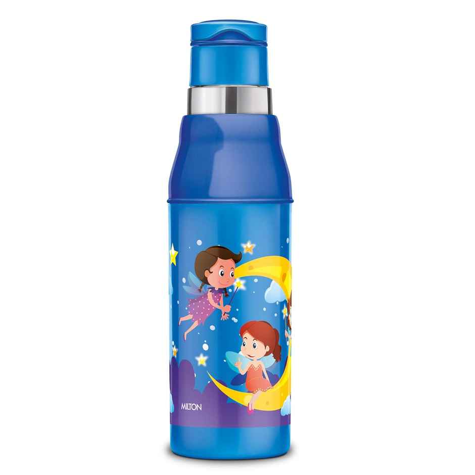 MiLiteron Kool Steelight 600 Kids Plastic Insulated Water Bottle With Straw | 520 ml | Pearl Blue