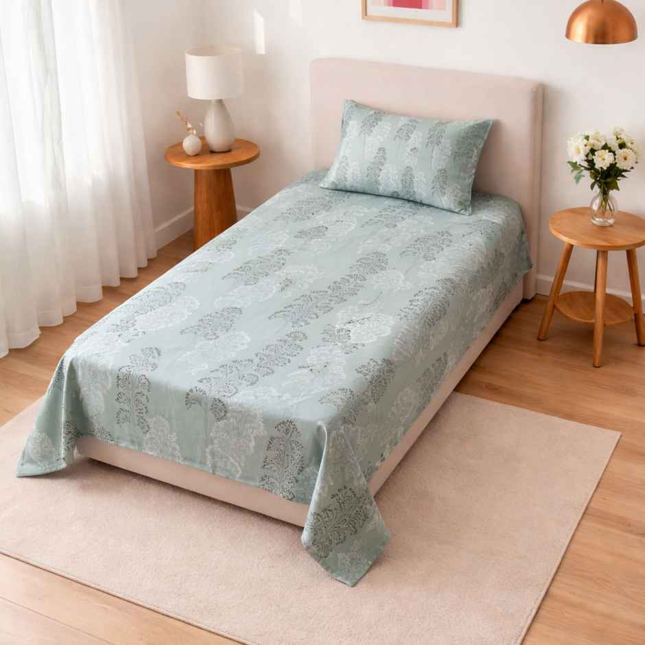 Status Crown Superfine Microfiber Single Bedsheet | Serene Floral | 150 x 220 cm