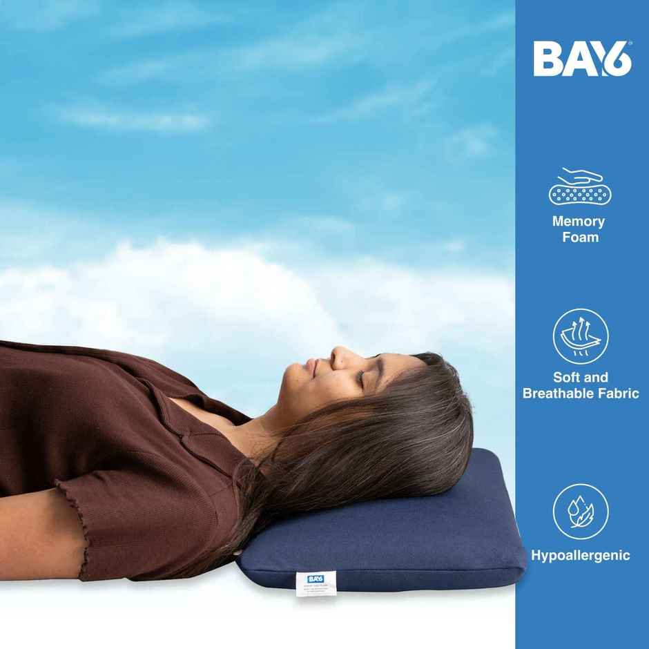 BAY6 Memory Foam Pillow For Kids - Rectangle, Soft Blue | 50 X 30 cm