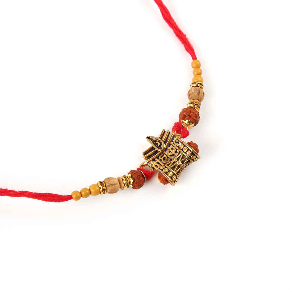 Rudraksh Beads and Shiv Mahakal Charm Rakhi | Sacred and Unique | Pichai