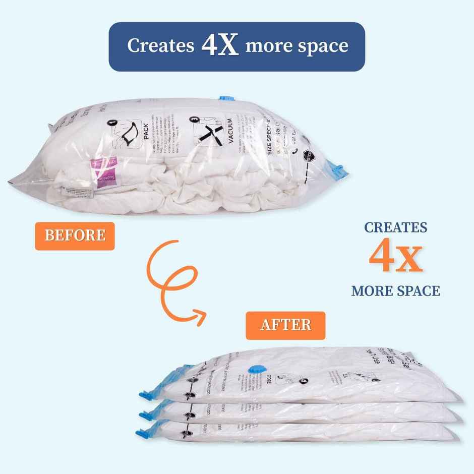 Homestrap Vacuum Storage Bags With Pump - 1 Pump | 4 Bags