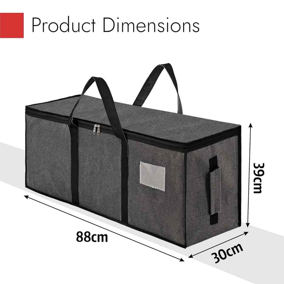 Kuber Industries Jumbo Storage Bags For Clothes Large With Zip & Handles | Dark Grey