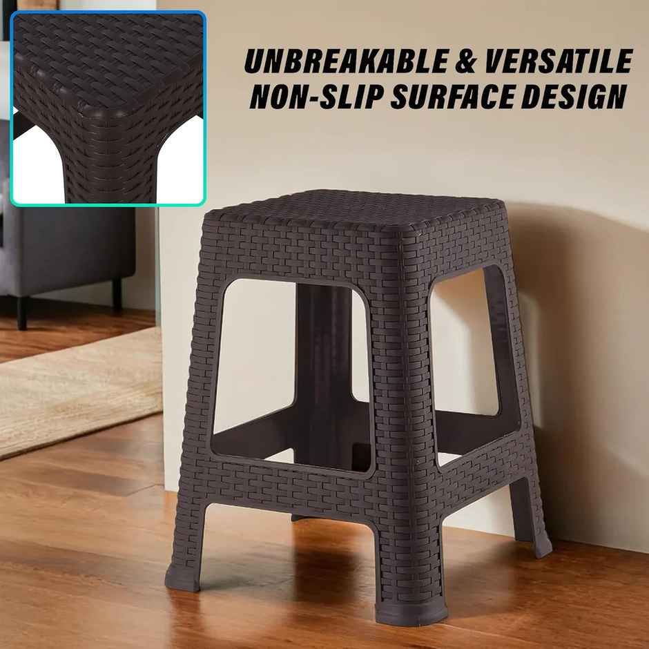 Kuber Industries Plastic Sitting Stool | Bedroom | Kitchen | Living Room | Brown