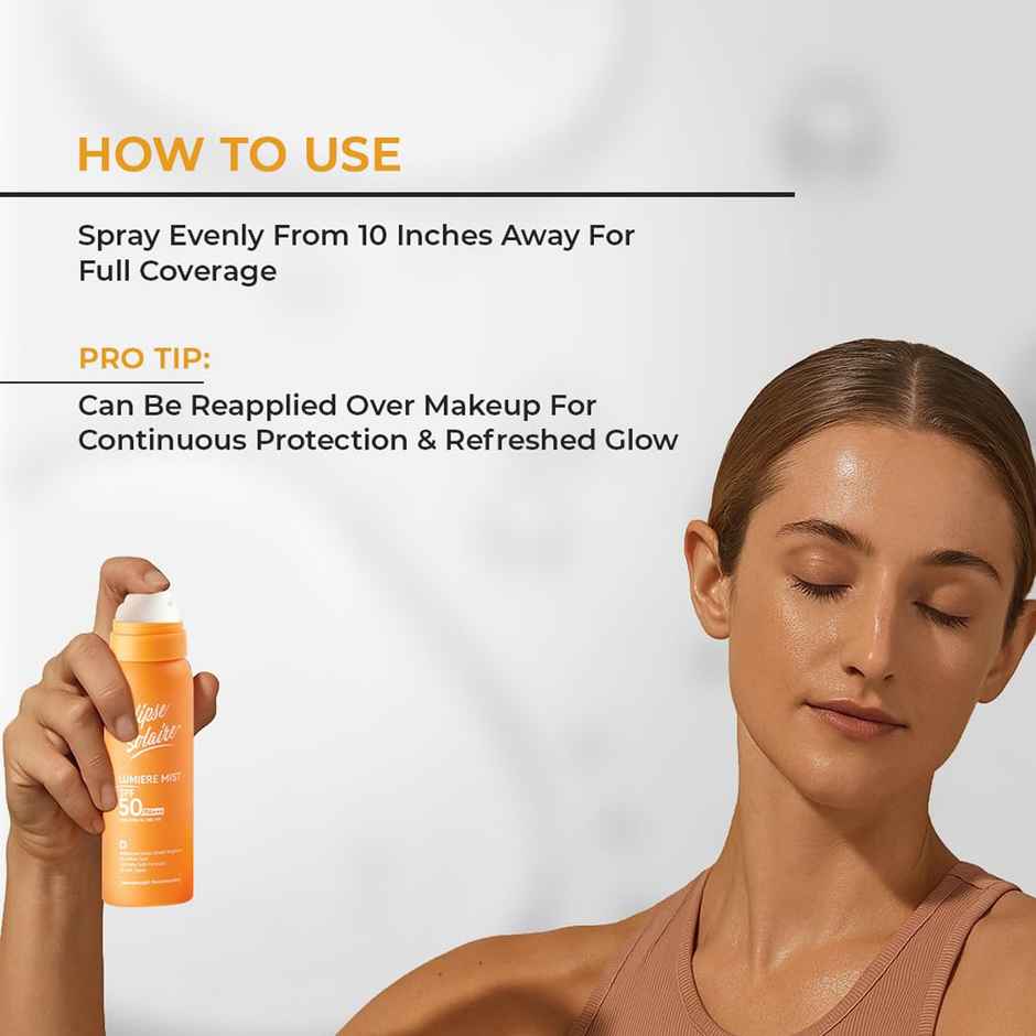 Eclipse Solaire Lumiere Mist Sunscreen Spray SPF 50 PA+++ UVA/ UVB/ IR / BR / VR | No White Cast