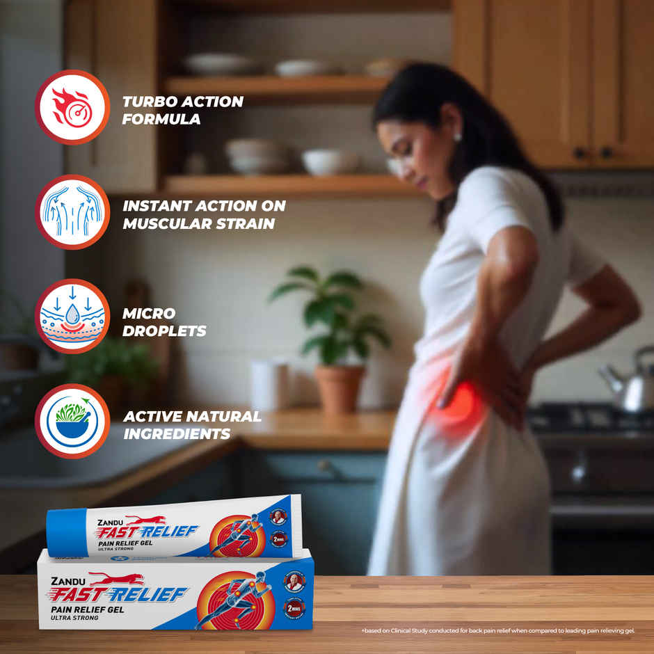 Zandu Fast Relief Gel For Back And Muscle Pain Turbo Action Formula