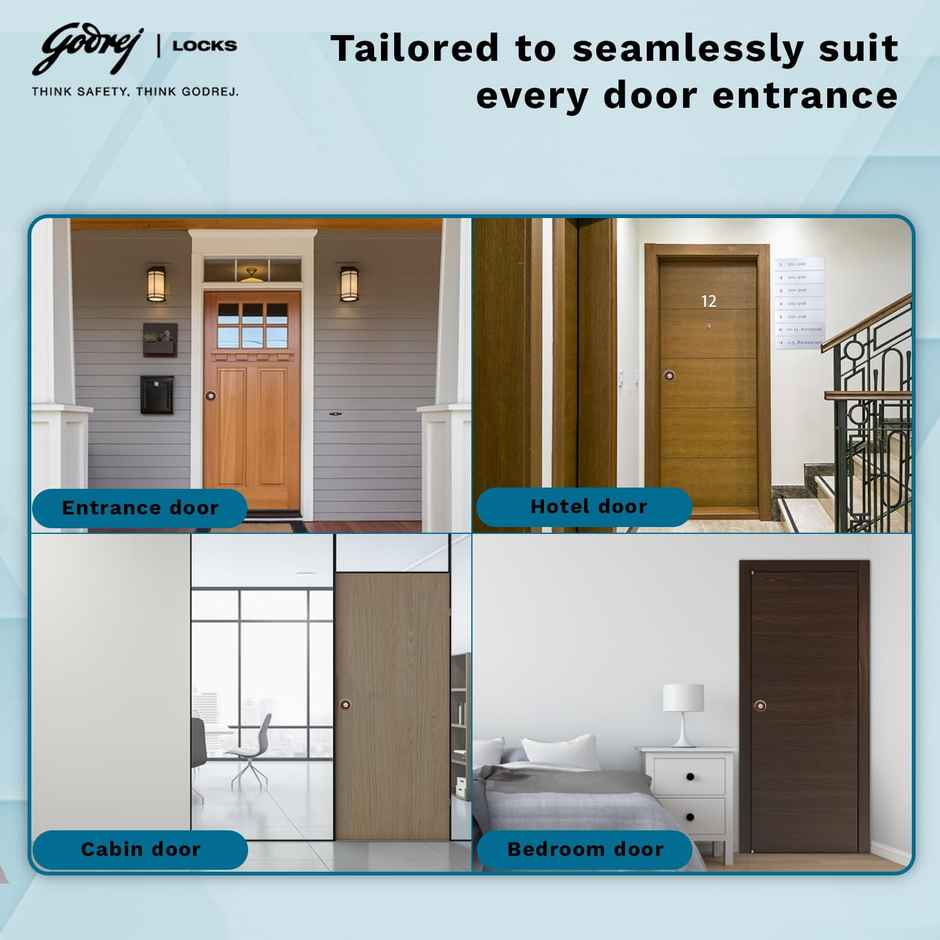 Godrej Cylindrical Lock | 3 Keys | Classic Range | For Bedroom/Internal Doors | Wood Finish