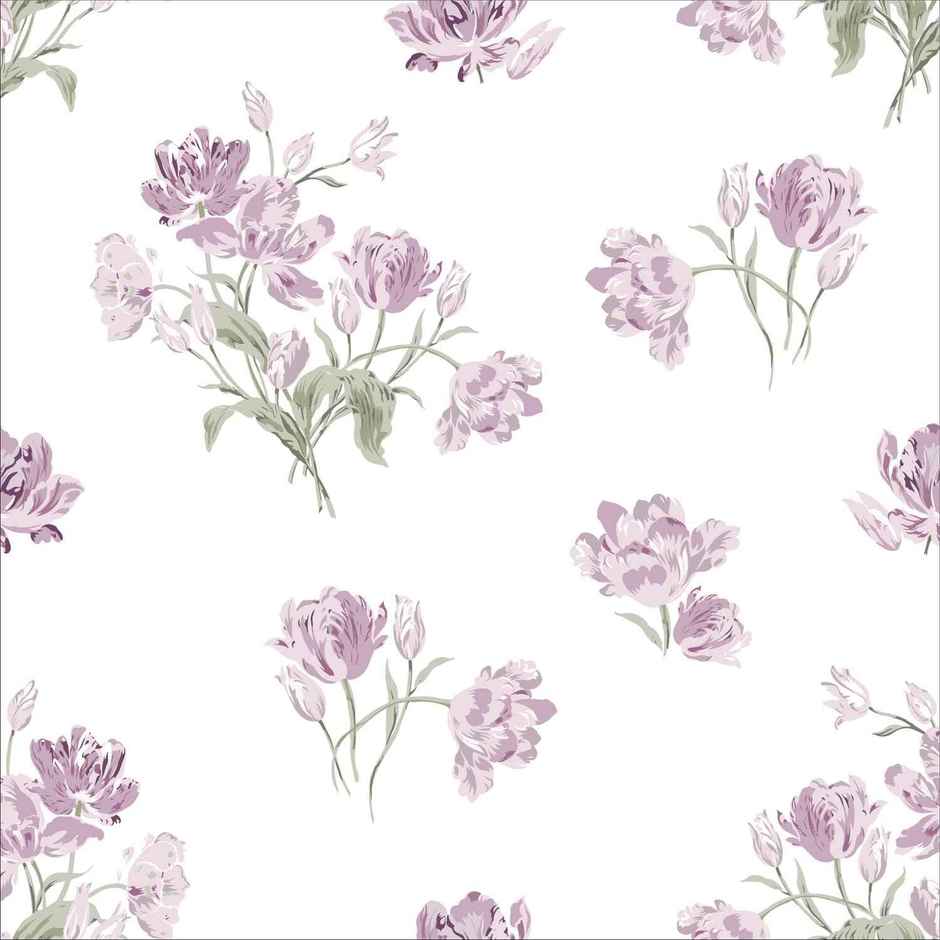 Haus & Kinder Lilac Dream Double 100% Cotton Floral Bedsheet | White and Purple | 98 x 89 in