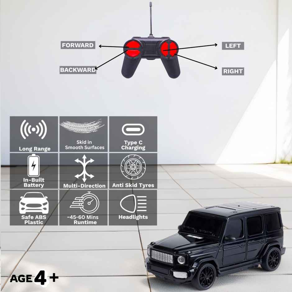 Race N Roll Hi Speed Rechargeable Remote Control Car 1:24 | G Wag Black