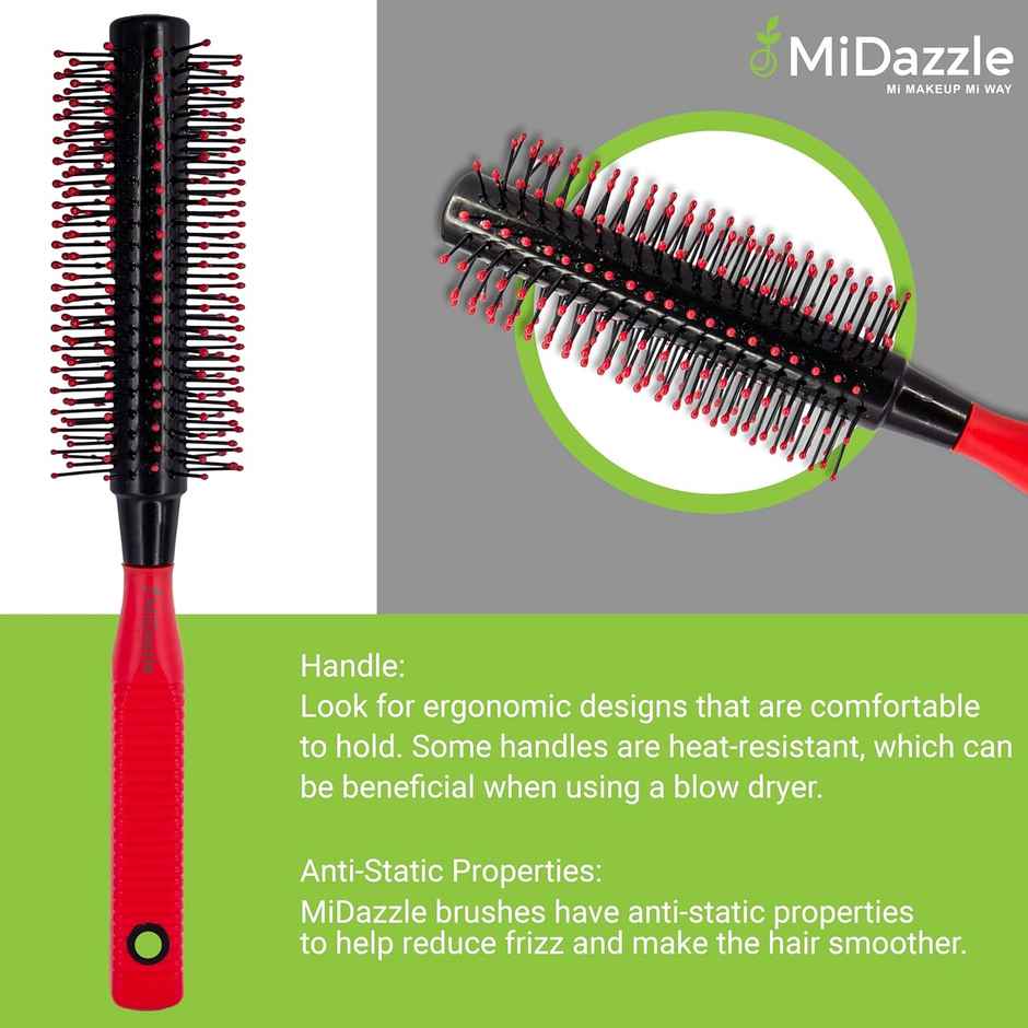 Midazzle Professional Red & Black Round Hair Brush |MIHB0033