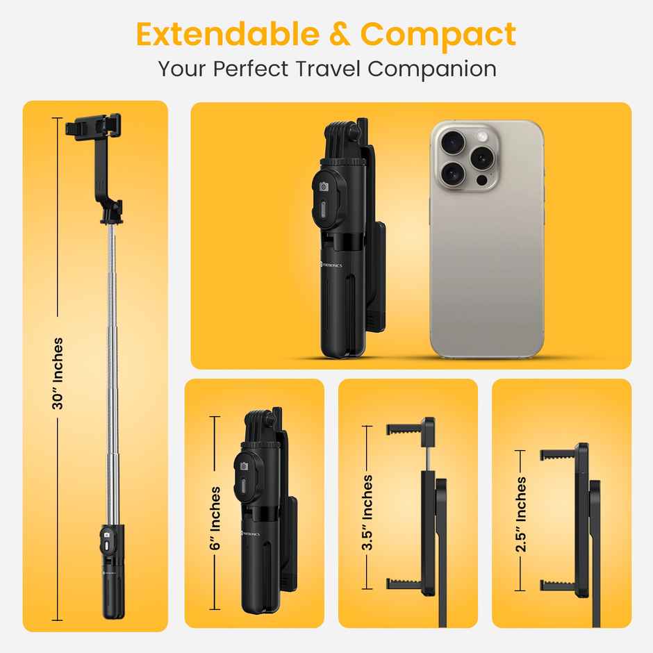 Portronics Lumistick Mini Adjustable Smart Selfiestick & Tripod