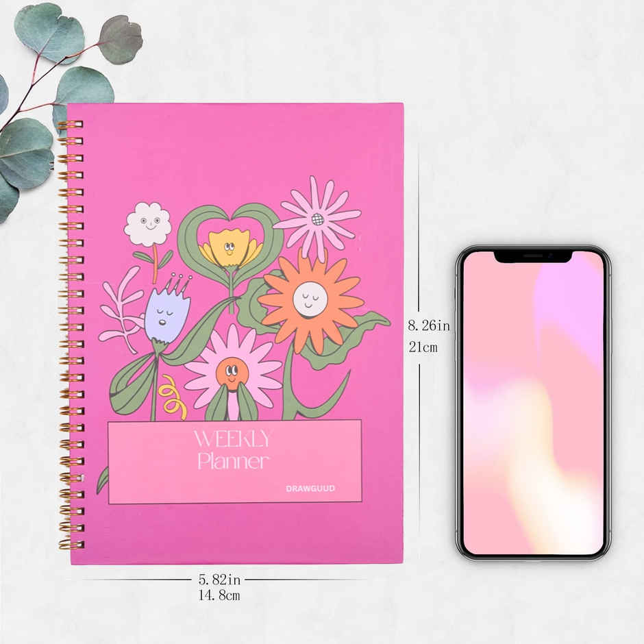 DRAWGUUD Weekly Planner Notebook, Undated | 52 weeks for Daily life, Work, Students