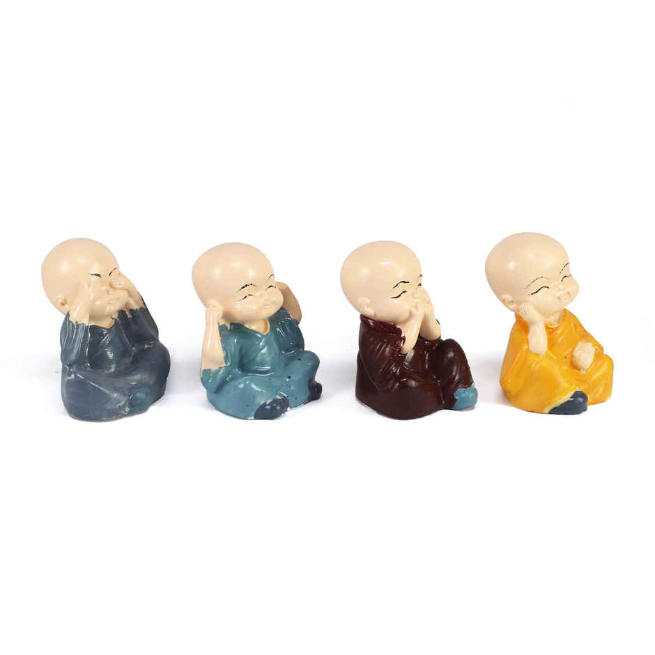 eCraftIndia Polyresin Set of 4 Little Monk Buddha Statues