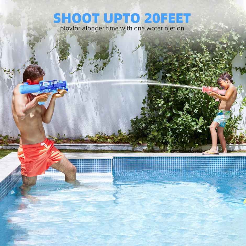 Toyshine Train Model High Pressure Water Gun - Holi Toy With 400ml Tank | Blue